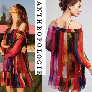 Anthropologie Colorful Off-Shoulder Mini Dress
